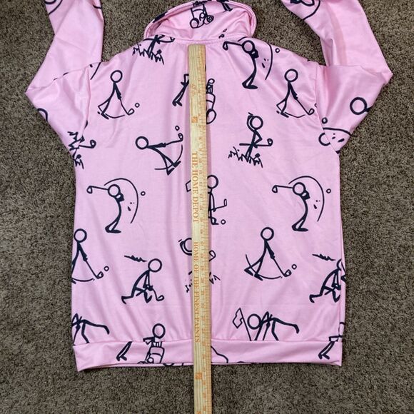 Acegolfs Stick Golf Design With Asymmetrical Zipper Golf Sweatshirt Pink 2X XXL - Picture 7 of 7